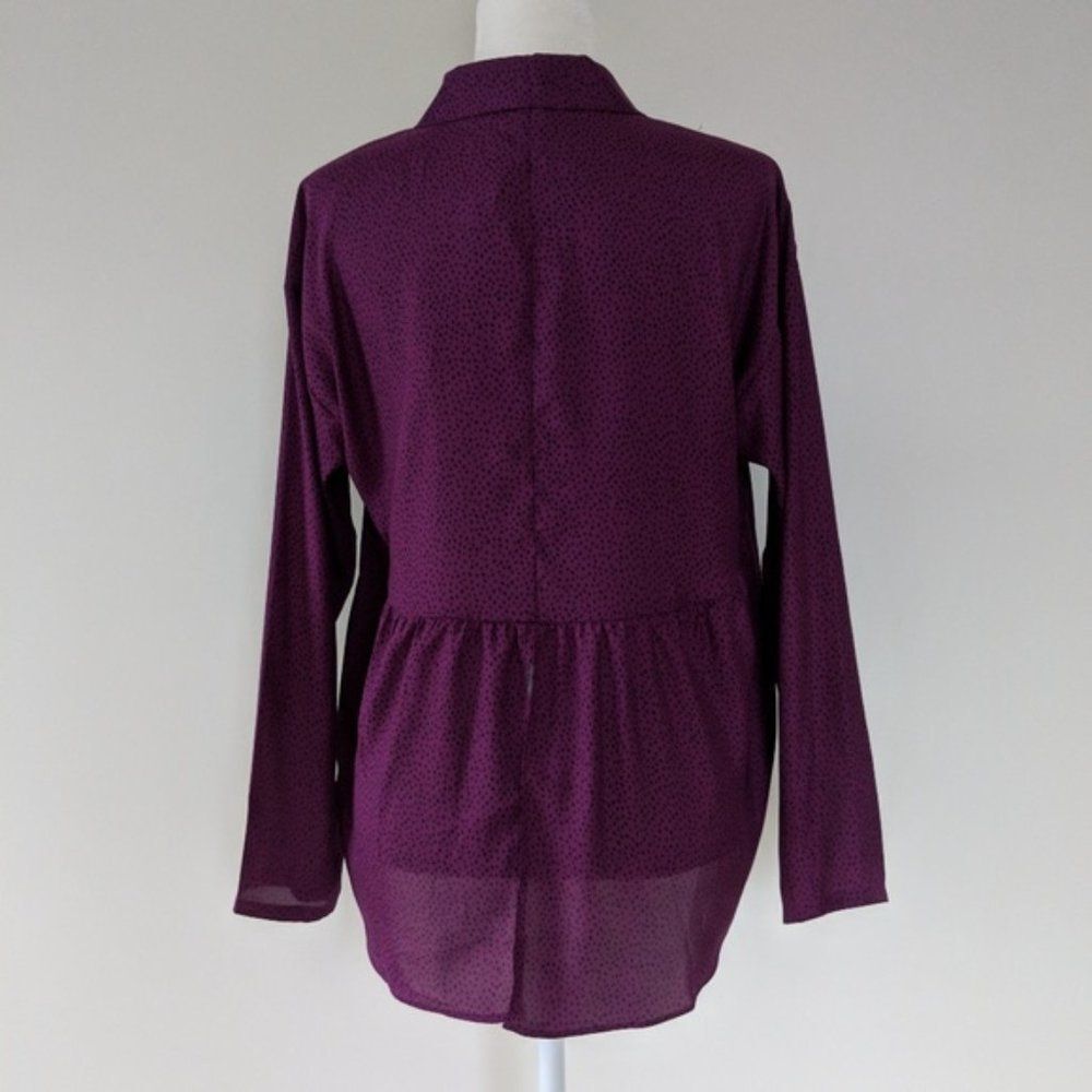 BCBGeneration Button Down Blouse Purple and Black… - image 4